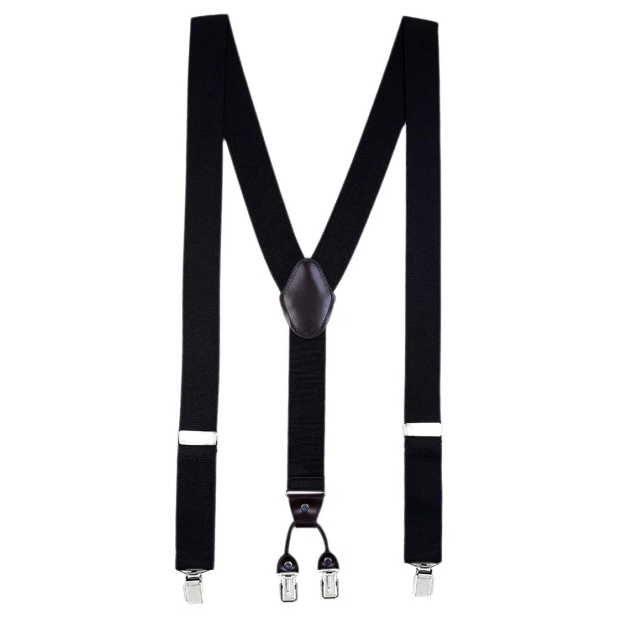DonDon Hosenträger Herren extra stark 3,5 cm Hosenträger Herren breit mit brauem Leder in Y-Form lang - Starke Clips passend für Anzug Jeans Chinos Vintage Rockabilly Suspenders
