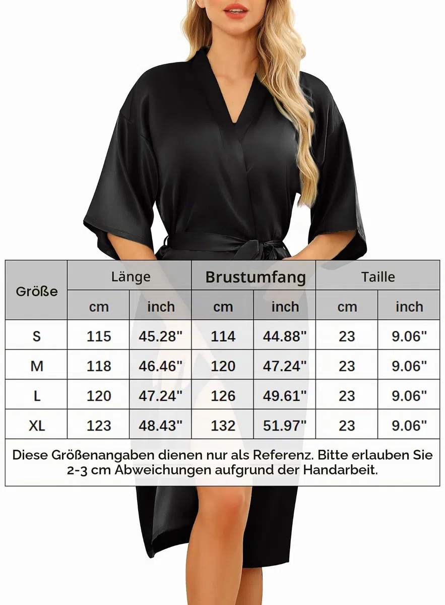 Lovasy Satin Bademantel Damen Lang Leicht Japanisch Kimono Jacke mit Gürtel Sexy Morgenmantel für Hochzeit Braut Party