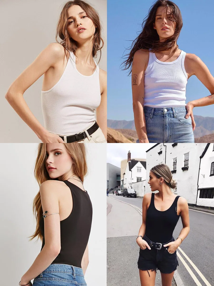vislivin Damen Unterhemd BH-Hemd Basic Tank Top mit Integriertem BH Oberteil Ärmellos Ribbed Tanktop