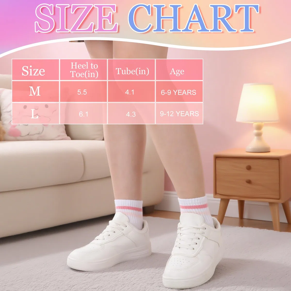 Utensilsto 4 Paare Kind Tennissocken Sportsocken, Mädchen Jungen Streifen Herz Tennis Socken Gestreifte Socken Kinder Baumwolle Mittelrohrsocken, Retro Crewsocken 9-12 Jahre (Farbe 1)