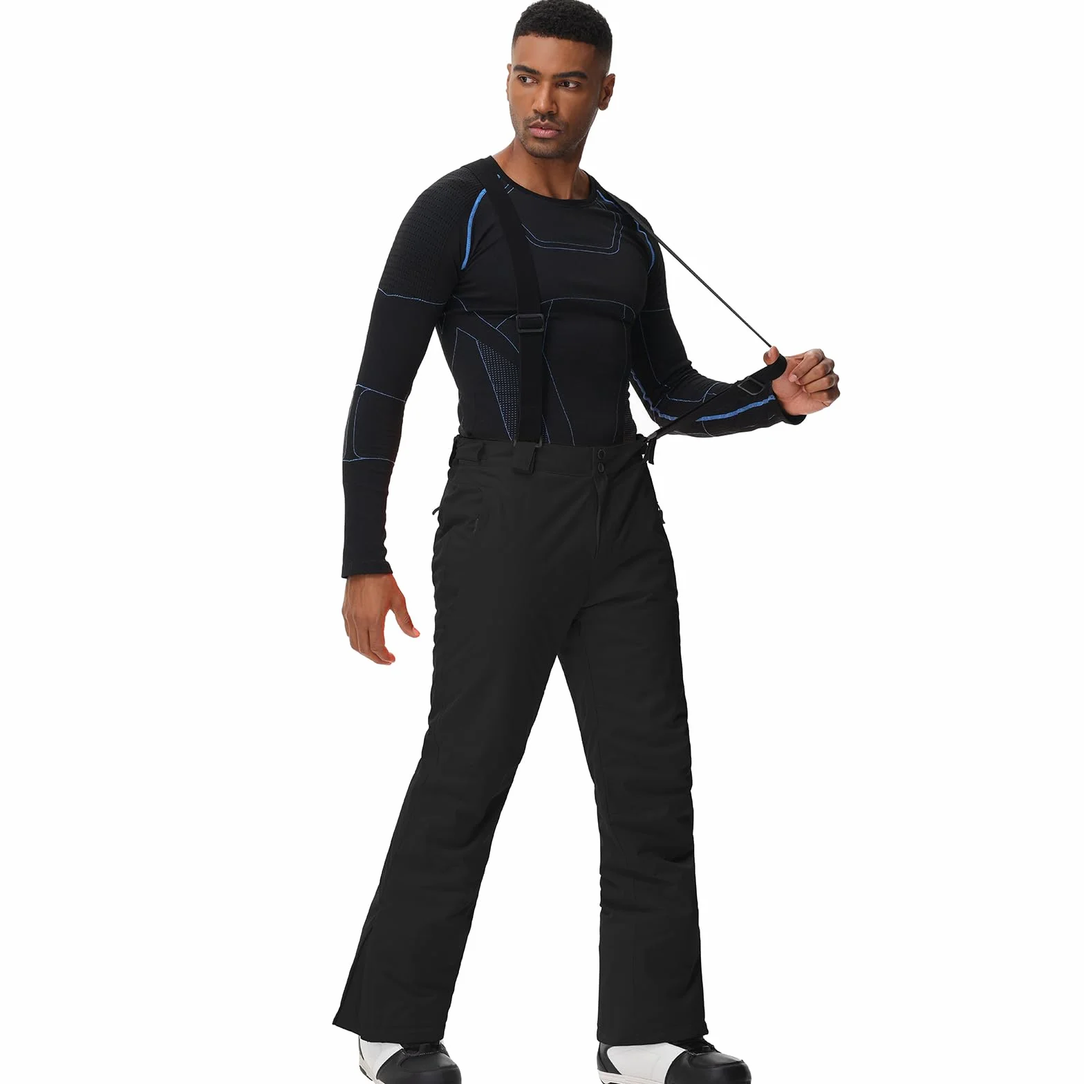 ALSOGO Herren Skihose wasserdichte Winddichte Winter Schneehose Outdoor Snowboardhose mit Abnehmbar Träger