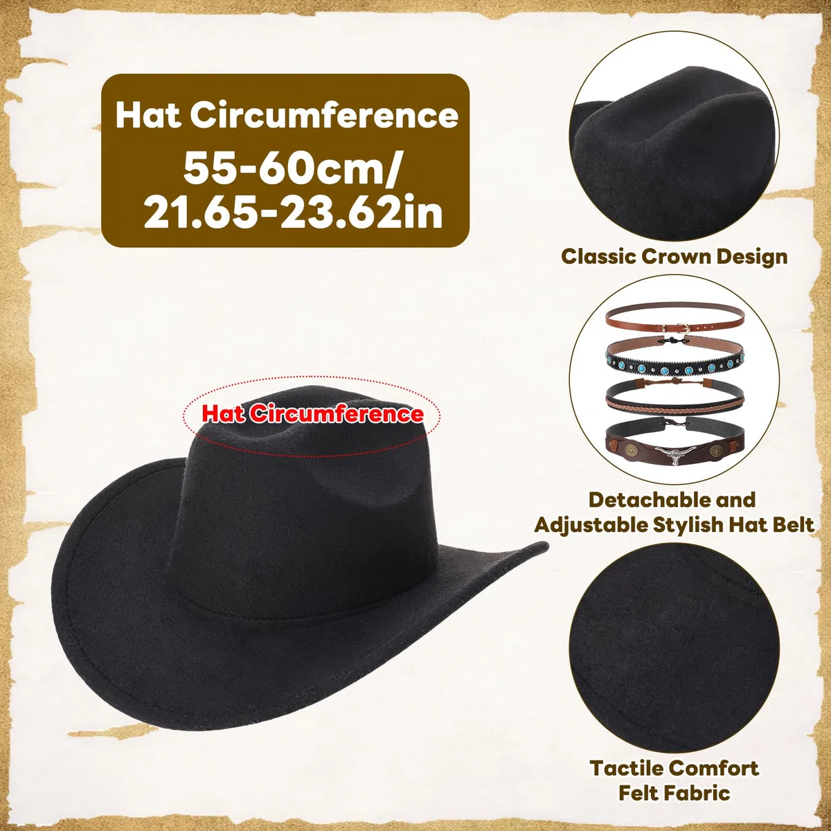 2 Stück Cowboyhut Damen Herren Westernhut mit 4 Stück Lederhutband,Fedora Hut Breiter Krempe Cowboyhüte Stilvoll,Schwarz und Weiß