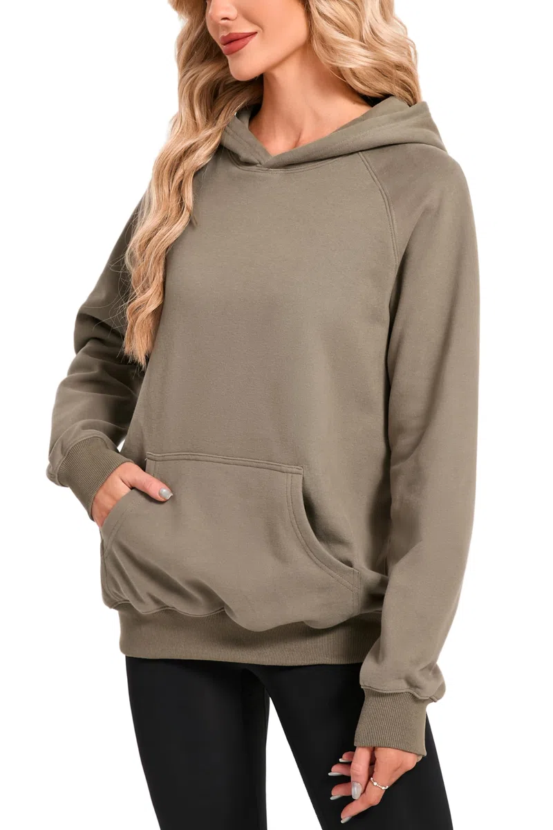 Timuspo Hoodie Damen Oversize Bequeme Baumwolle Pullover Casual Kapuzenpullover Einfarbig Basic Hoody Langarm Sweatshirt mit Kapuze Fashion Oberteile Herbst