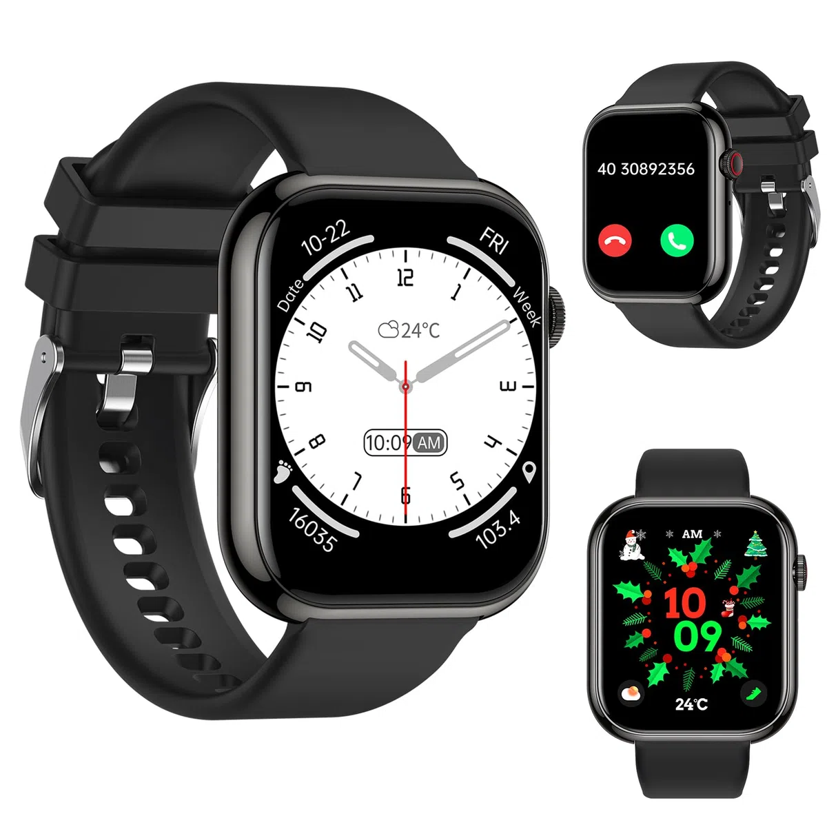 Smartwatch für Herren/Damen mit Telefonfunktion - 1,85" Bildschirm Fitnessuhr, Herzfrequenz, SpO2, Schlafmonitor, Schrittzähler, IP68 Wasserdicht Uhr, 113+ Sportmodi Sportuhr für Android iOS
