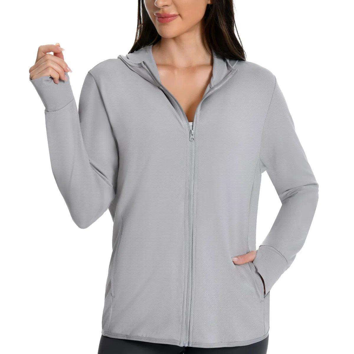 UV Schutz Jacke Damen, SPF UPF50+ Leichte Sun Hoodie | Sonnenschutz Kleidung, Schnelltrocknend, 4 Taschen und Daumenloch