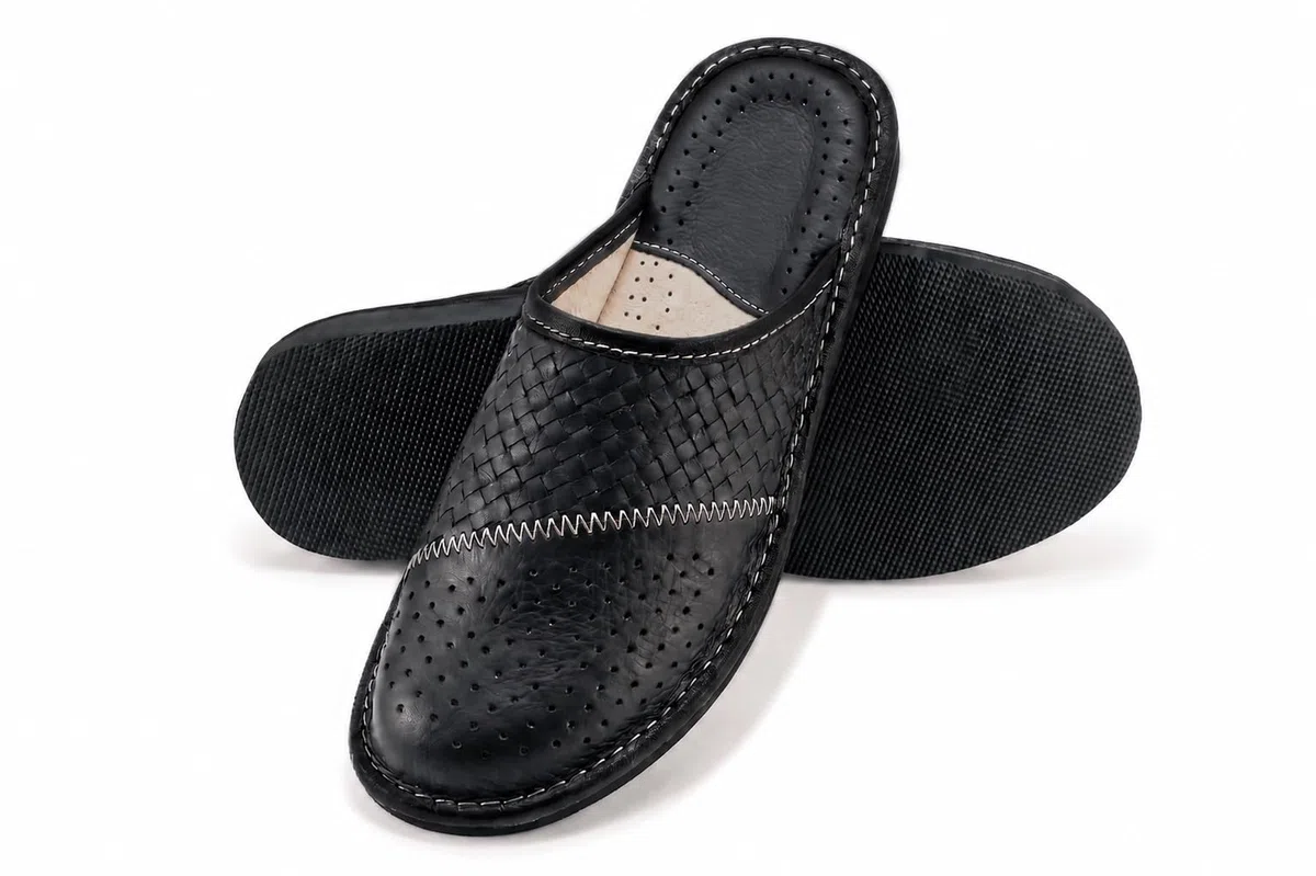 ESTRO Hausschuhe Herren Leder Herrenhausschuhe - Hausschuh Männer Pantoffel Pantoffeln Pantoletten Slipper Mann M55