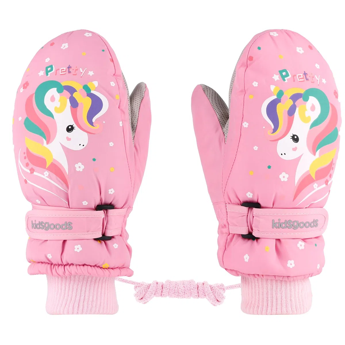 KAKU NANU Kinder Handschuhe Winter 2-6 Jahre Skihandschuhe Wasserdicht Warme Fleece Cartoon Kinderhandschuhe Outdoor Handschuhe Kinder Junge Mädchen Blau Rosa