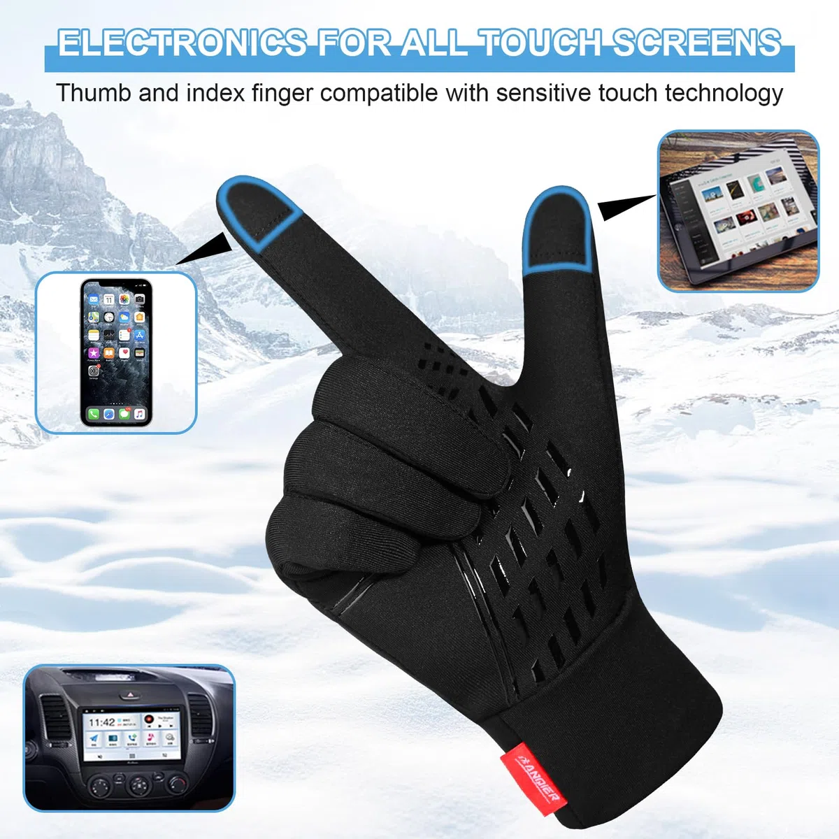 coskefy Fahrradhandschuhe Warme, Handschuhe Herren Damen Smartphone, Winterhandschuhe Outdoor Laufhandschuhe rutschfest Winddicht für Männer Frauen zum Radfahren Laufen Wandern