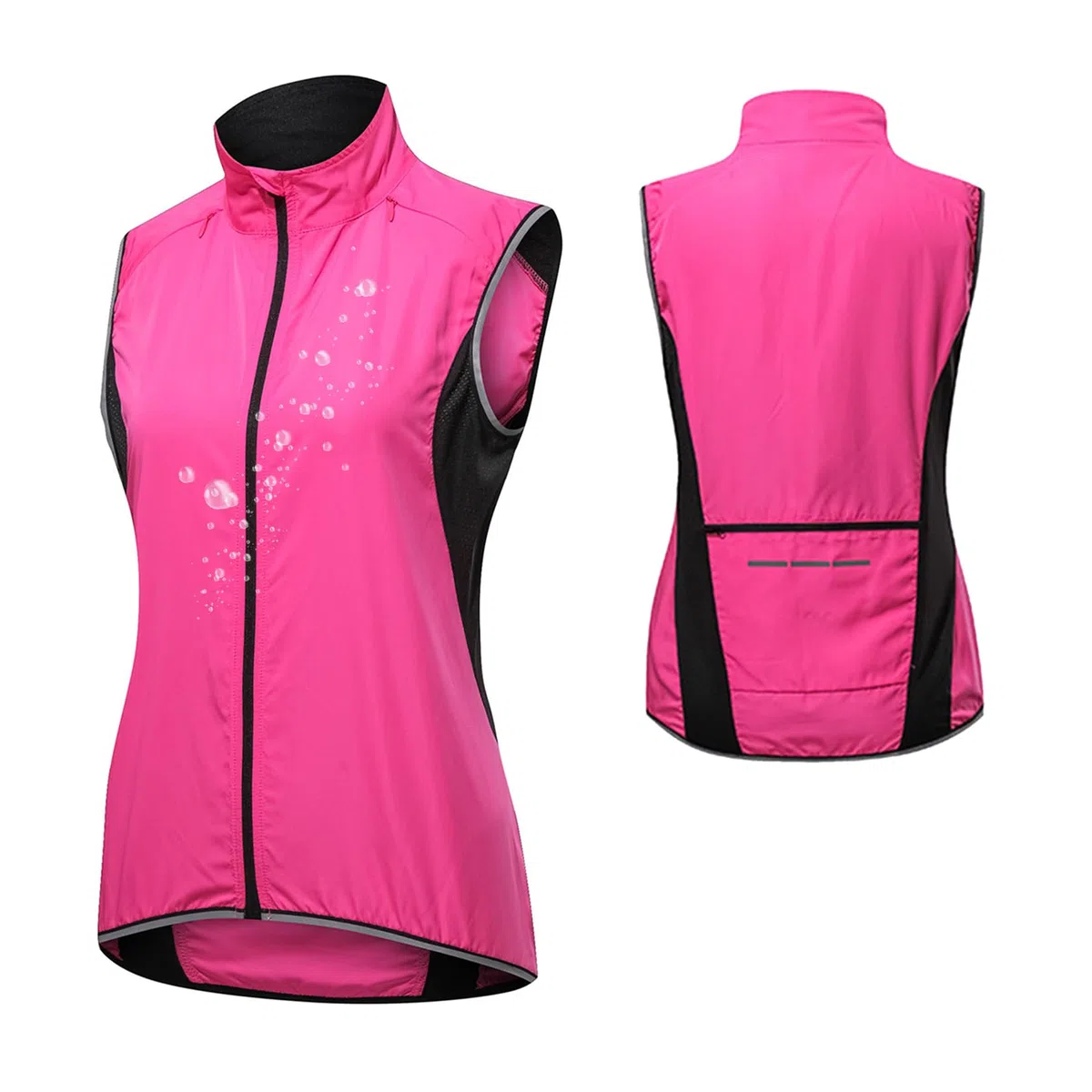Fahrradweste Damen Reflektoren Laufweste Atmungsaktiv MTB Radweste Wasserdicht Atmungsaktiv Ärmellose Jacke Leicht Softshellweste Winddicht Sportweste,Pink-3XL