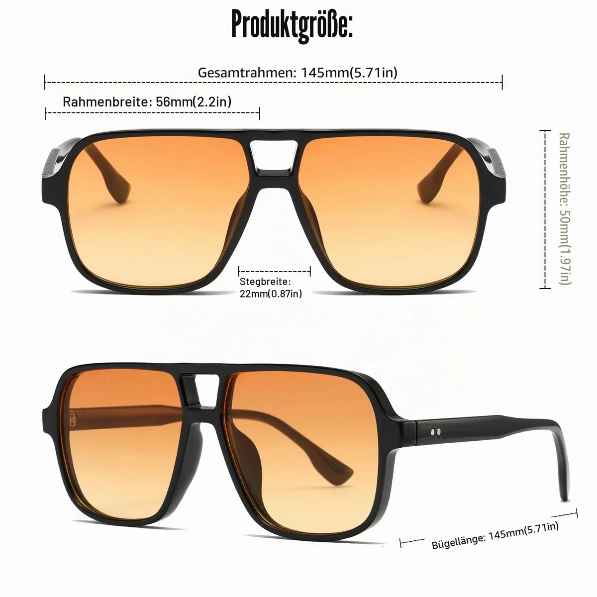 Long Keeper Retro Pilot Sonnenbrille Pilotenbrille Herren Damen Quadratisch Sonnenbrille Groß 70er Klassisch Eckige Pilot Retro Brille UV400