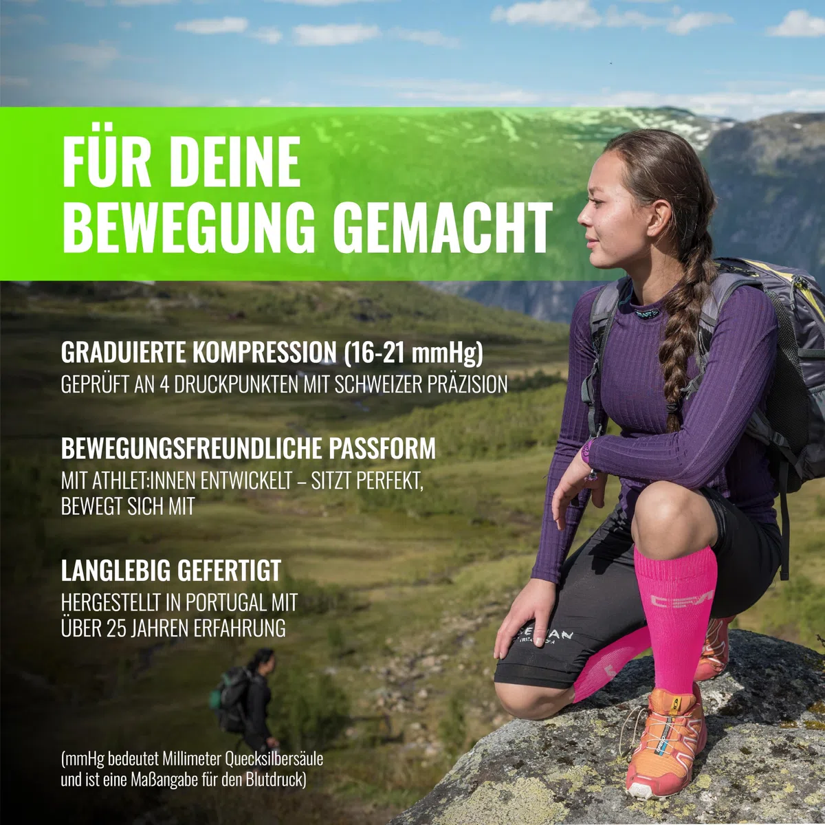 CFA V1 Qualitäts-Kompressionssocken für Männer und Frauen - Ideal fürs Laufen, Fitnessstudio, Radfahren, Muskelerholung oder Workouts - Nachhaltige Dänisches Design
