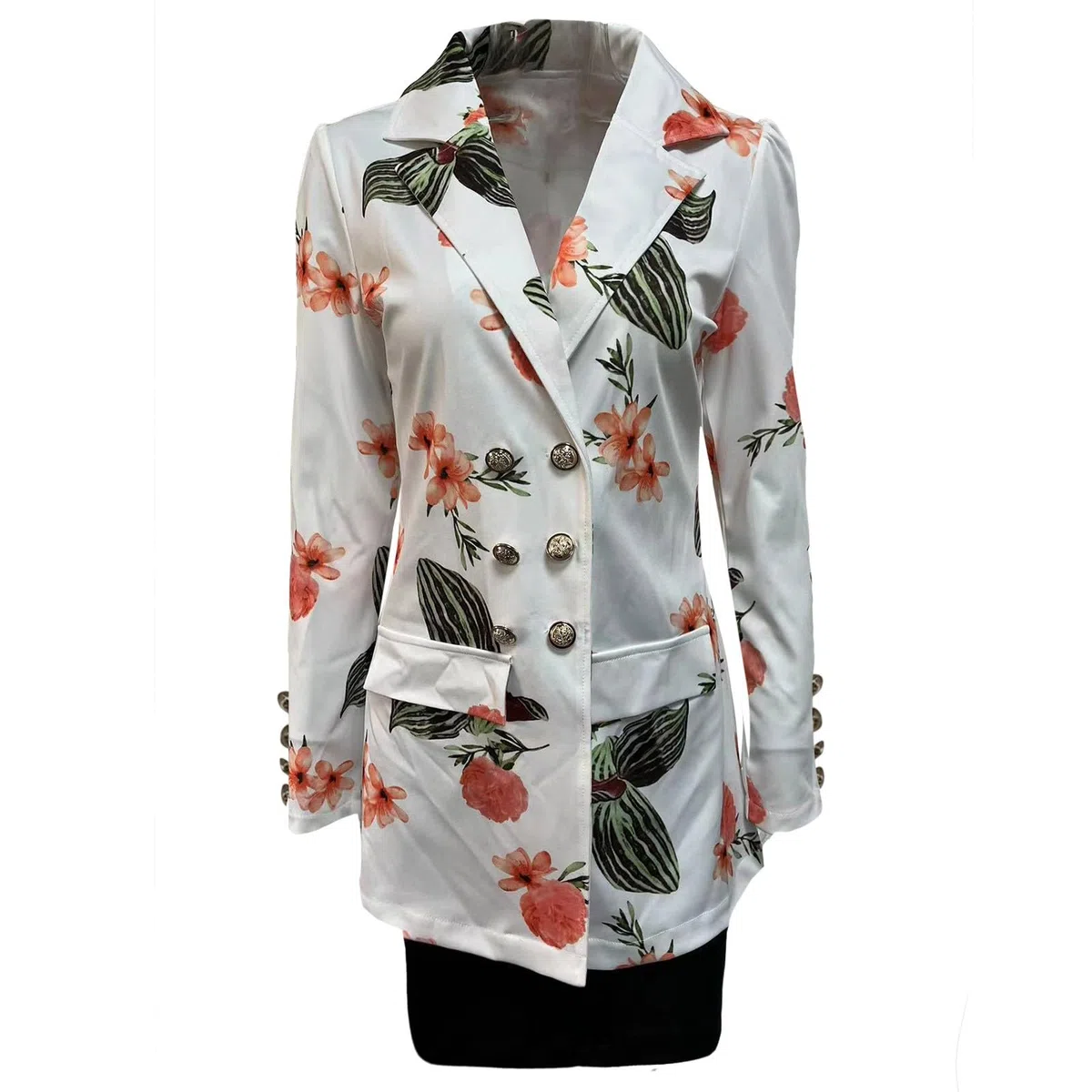 Damen Business Blazer mit Kurzem Anzug Rock 2 teiliger Anzug Zweiteiler Elegant Einfarbig Anzugs Set Puffärmel Blazer Anzugjacke und A Linie Rock Set