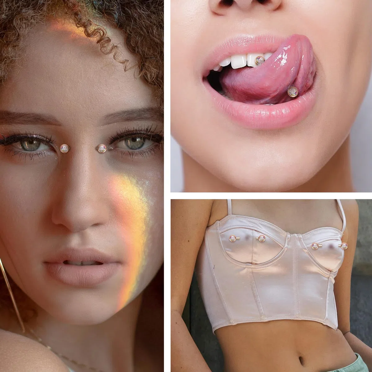 AROWRO 14G Zungenpiercing Brustwarzenstäbe Nippelpiercing Schmuck Titanium Zungenstege Nippelringe Innengewinde Zungenstegpiercing Flaches Rückenteil Brückenpiercing Schmuck