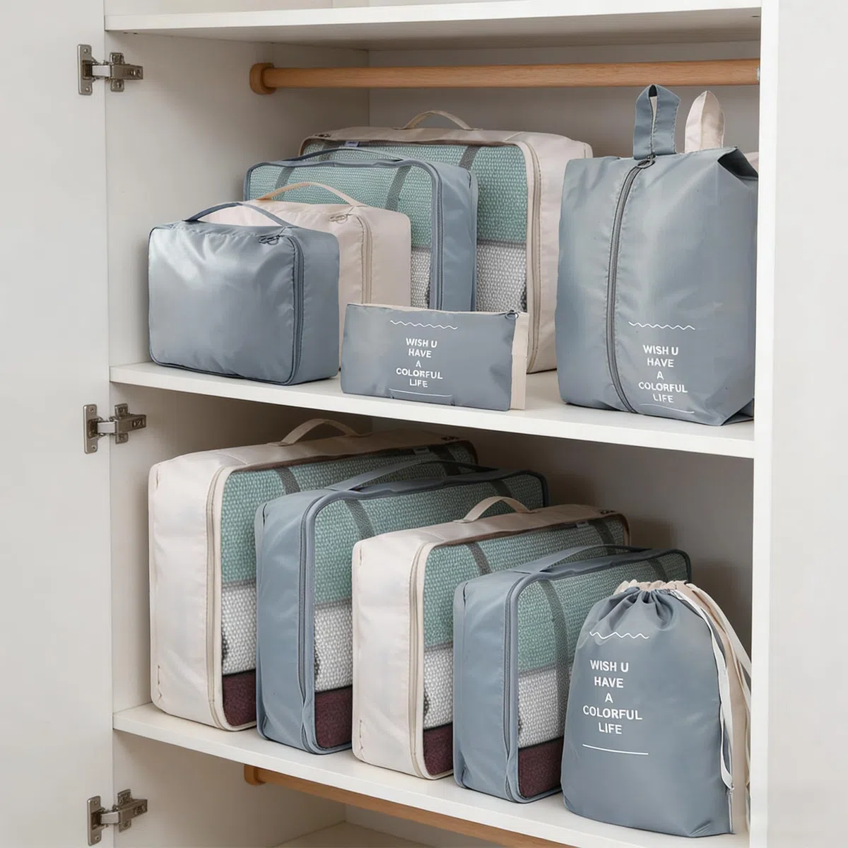 14-teilige Zweifarbige Koffer Organizer, Kofferorganizer Reisezubehör – Packwürfel, Packing Cubes & Packtaschen, Ordnungssystem für Koffer bei Urlaub & Reisen (14, Navy & Pink)