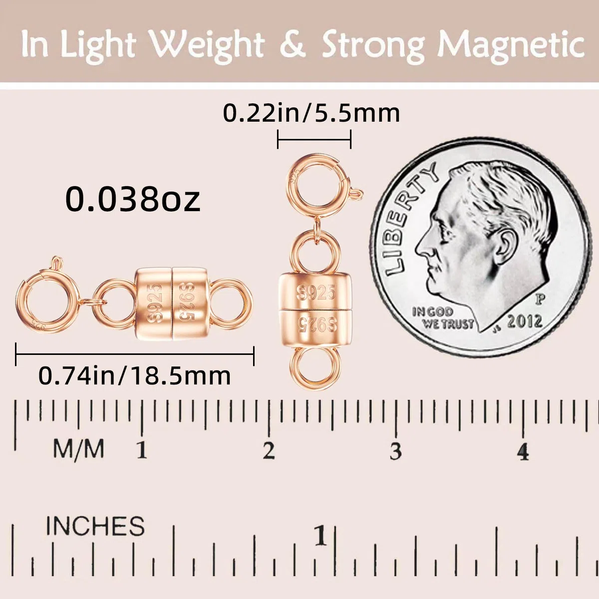 OHINGLT Magnetischer Verschluss und Verschluss aus 925er-Sterlingsilber, Roségold-Verschluss, Konverter für Armband aus Gold und Silber, für Schmuckherstellung, Verbindungsstück für