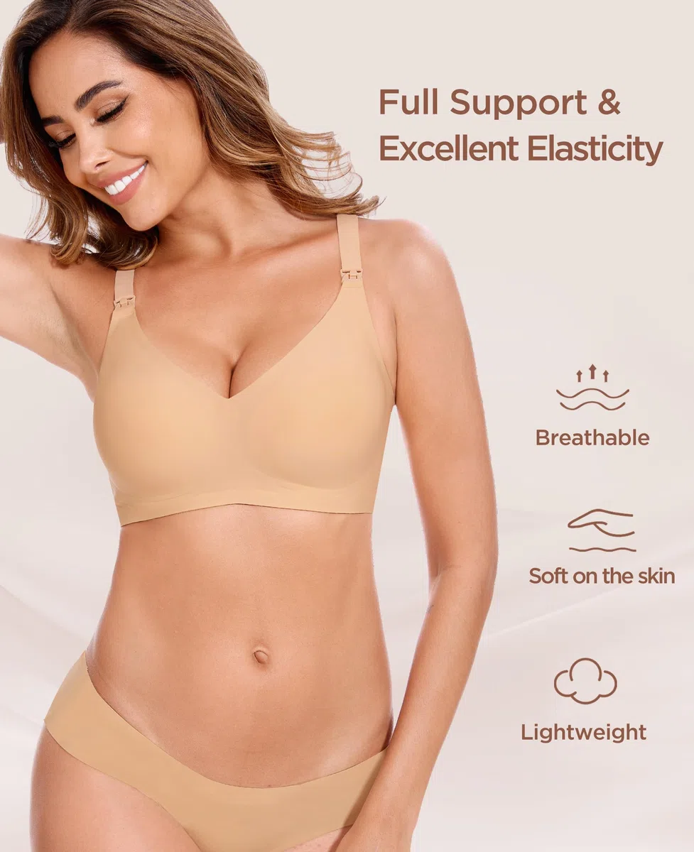 HBselect Still BH ohne Bügel Seidig Glatt Schwangerschaft Mutterschaft BH Umstands Nahtlos mit zusätzlichen BH-Verlängerung Schlaf BH für Damen
