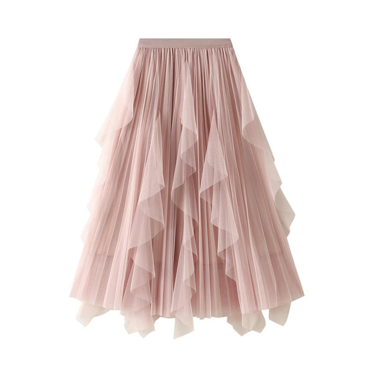 Skang Damen Sommerrock Lang Damen-Rüschen-Patchwork-Mesh-Rock-Kleid Wadenlanges Kleid mit hoher Taille Rock A-Linie Elegantes weiches Rock-Kleid Kleider Schwarz Damen Sexy