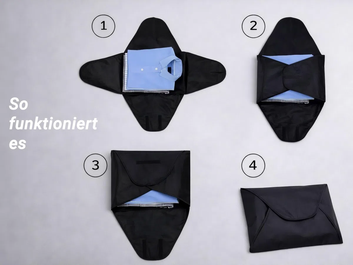 ZOLLNER 3er Set Hemdentaschen in 41x30 cm - für faltenfreie Kleidung - wasserabweisend - Polyester - leichtes Gewicht