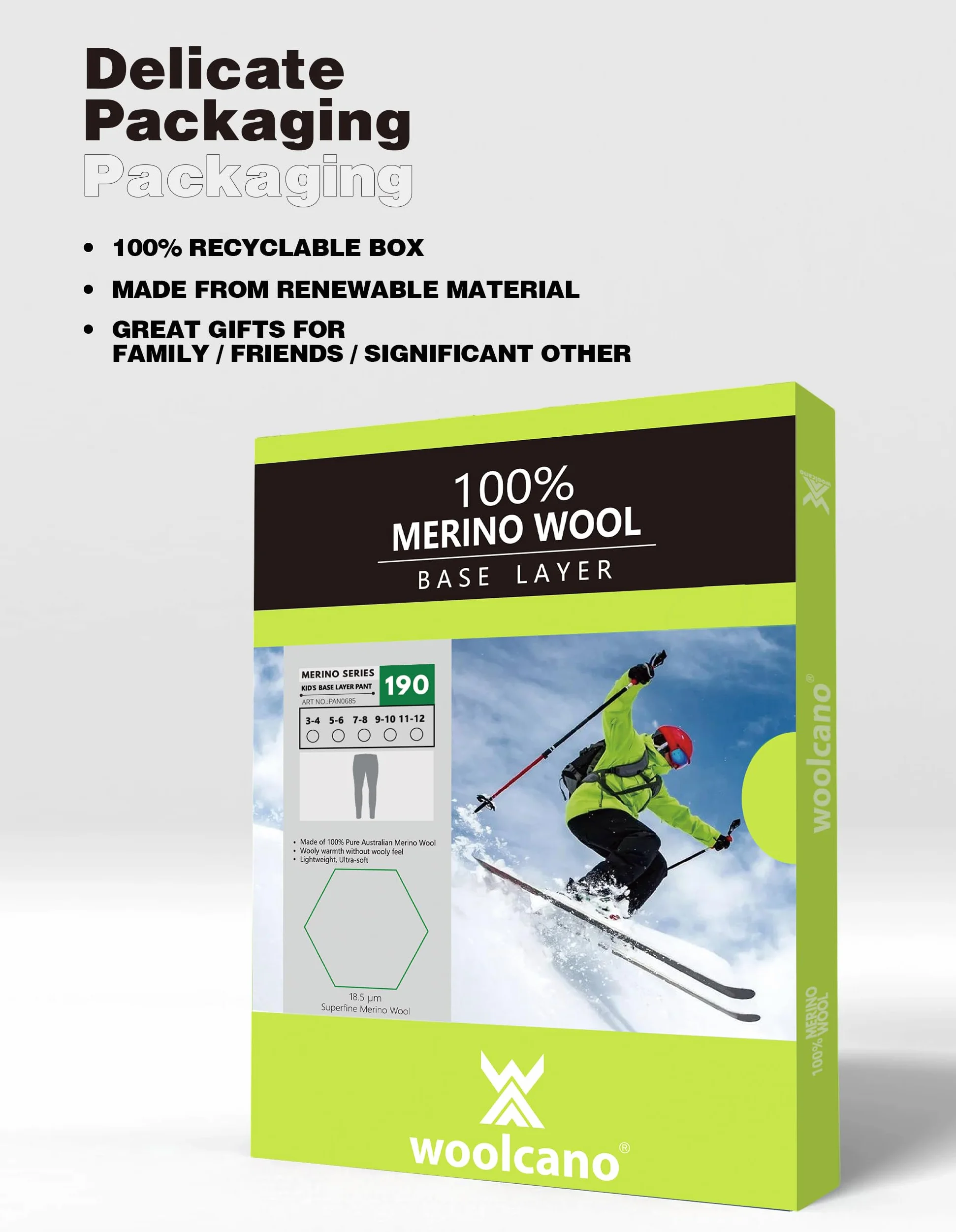 Kinder Thermounterhose aus 100% Merinowolle, Atmungsaktive Funktionswäsche für Jungen und Mädchen