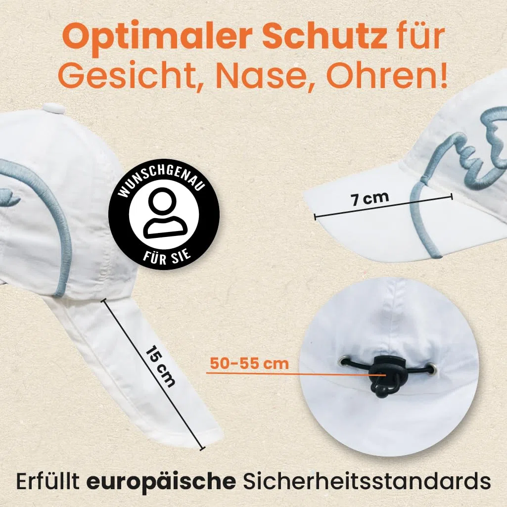 iQ-UV Sonnenhut für Kinder mit UV Schutz 50+ Einheitsgröße – Atmungsaktiver Sonnenhut mit Nackenschutz für Kinder – Bequeme Sommermütze für Jungen & Mädchen – UPF 50+ TÜV geprüft