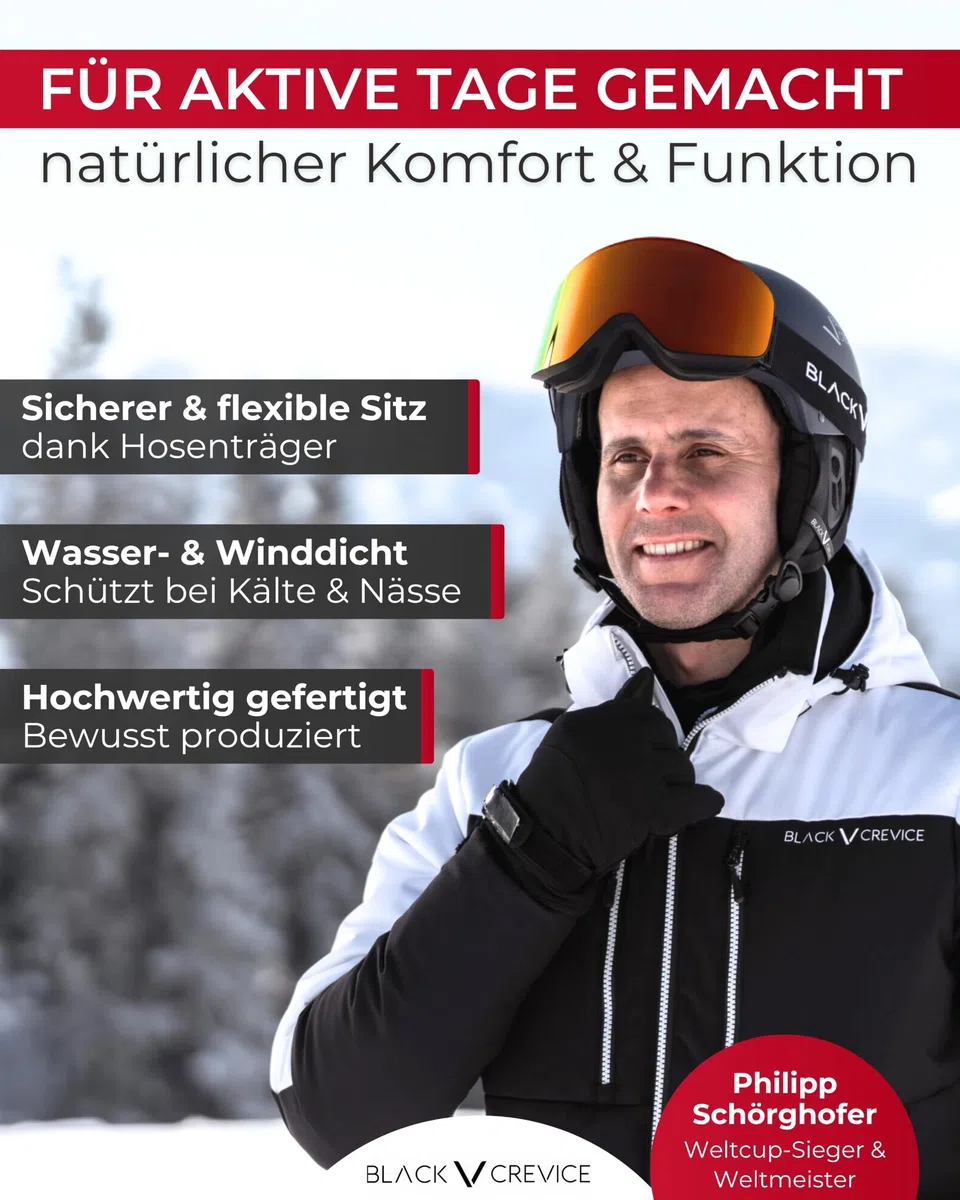 Black Crevice Herren Skihose mit Hosenträgern atmungsaktiv wind- und wasserdicht