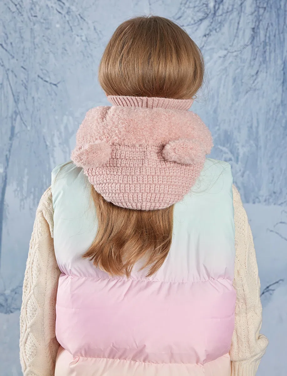 SEAUR Schlupfmütze Mädchen 4-10 Jahre Gefüttert Strickmütze Kinder Schalmütze Sturmhaube Wintermütze Niedlicher Bärchen Balaclava