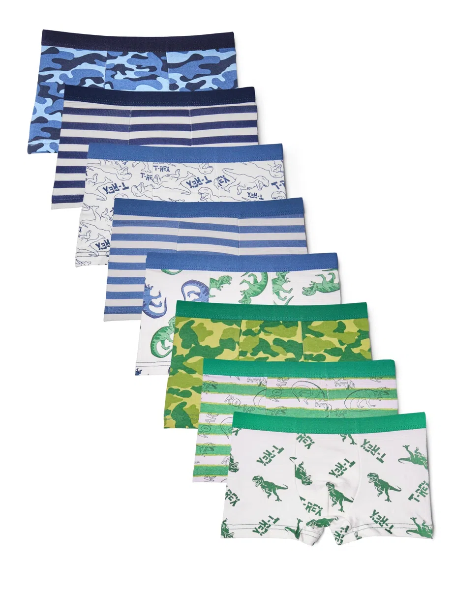Basic Treasure 8er-Pack Unterhosen Jungen Baumwolle, Boxershorts, Oeko-TEX | 95% Baumwolle, elastischer Bund, kein störendes Etikett und bunte Motive für Alltag, Schule und Zuhause