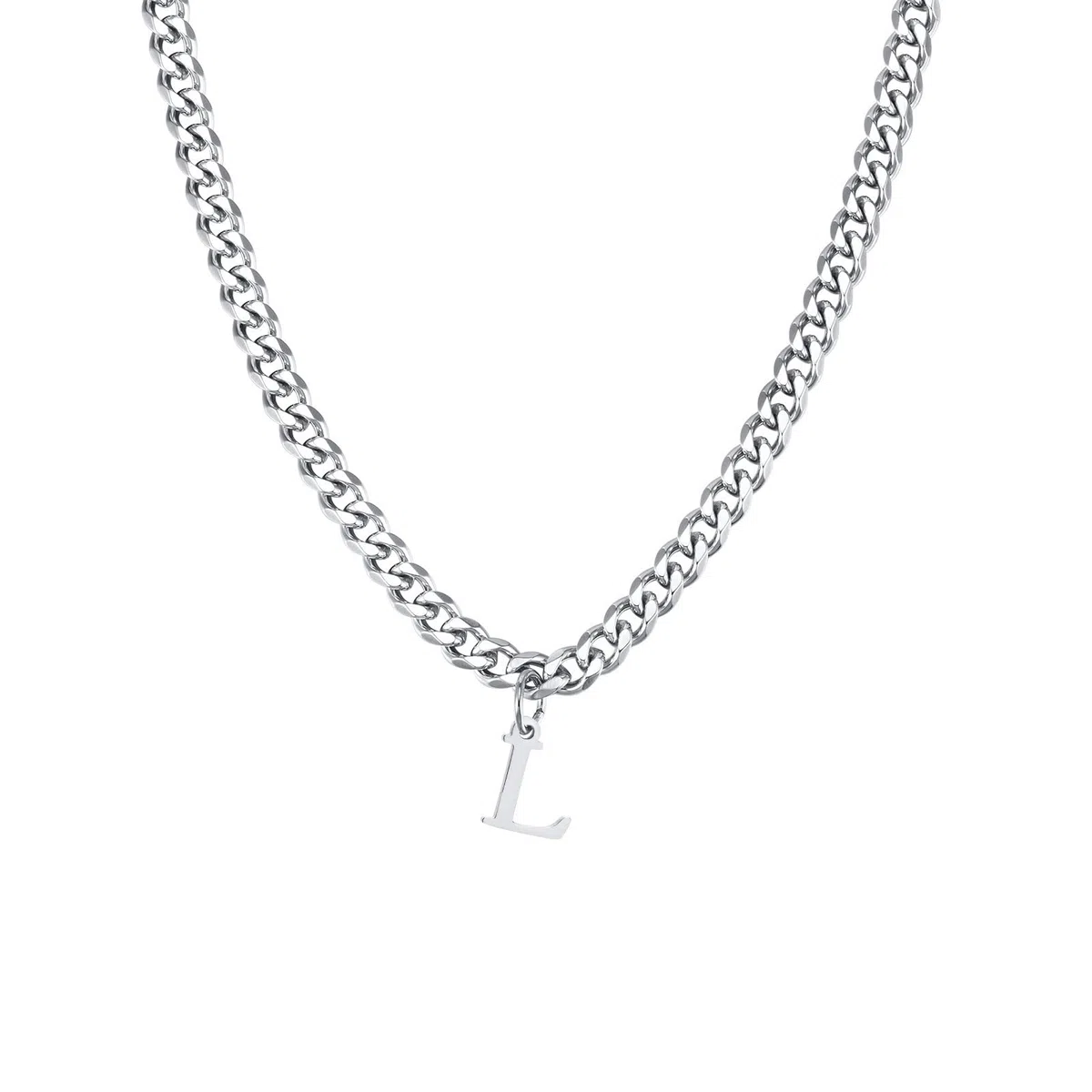 Halzketten Männer Silber, Edelstahl Halskette Herren Halskette Mit Alphabet-Anhänger Halsketten Mit Anhänger Herren Schmuck Geschenke