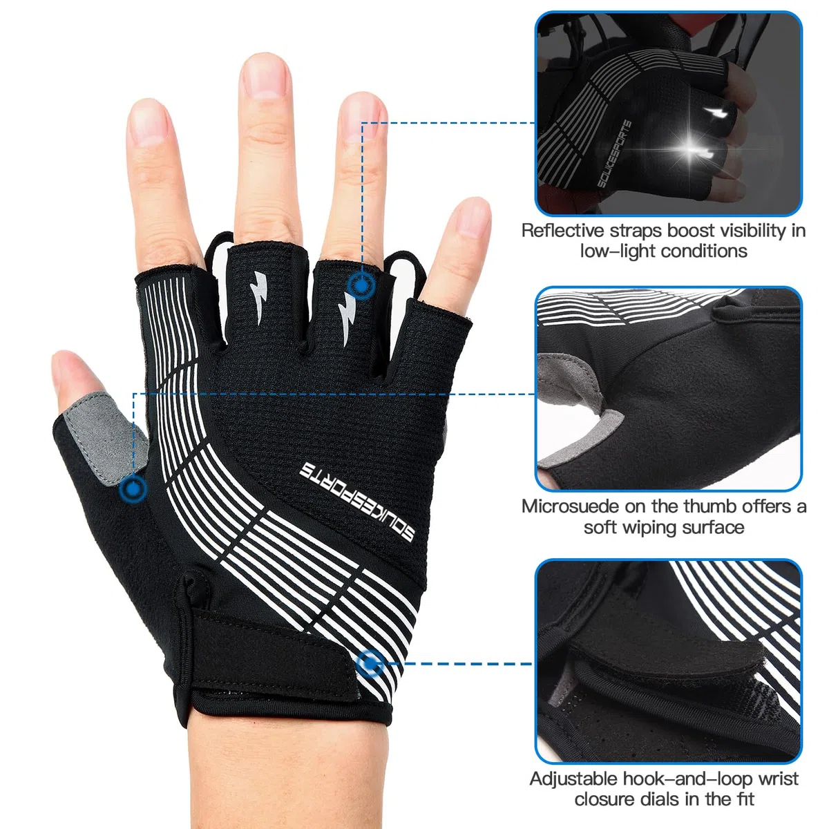 Souke Sports Fahrradhandschuhe Halbfinger Herren Damen Gel Stoßdämpfung Fitness Handschuhe Atmungsaktiv Anti-Rutsch Radhandschuhe