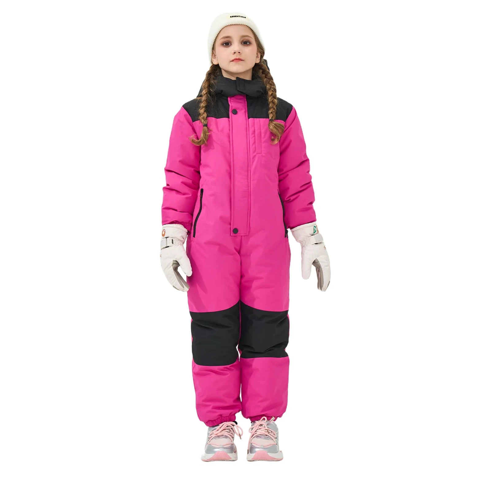 Owntop Schneeanzug Kinder - Leichter Schneeoverall Mädchen Jungen, Wasserdicht Winddicht Skianzug für Kinder mit Abnehmbare Kapuze, Verdickt Warm Skioverall, 98-128 CM, Unisex