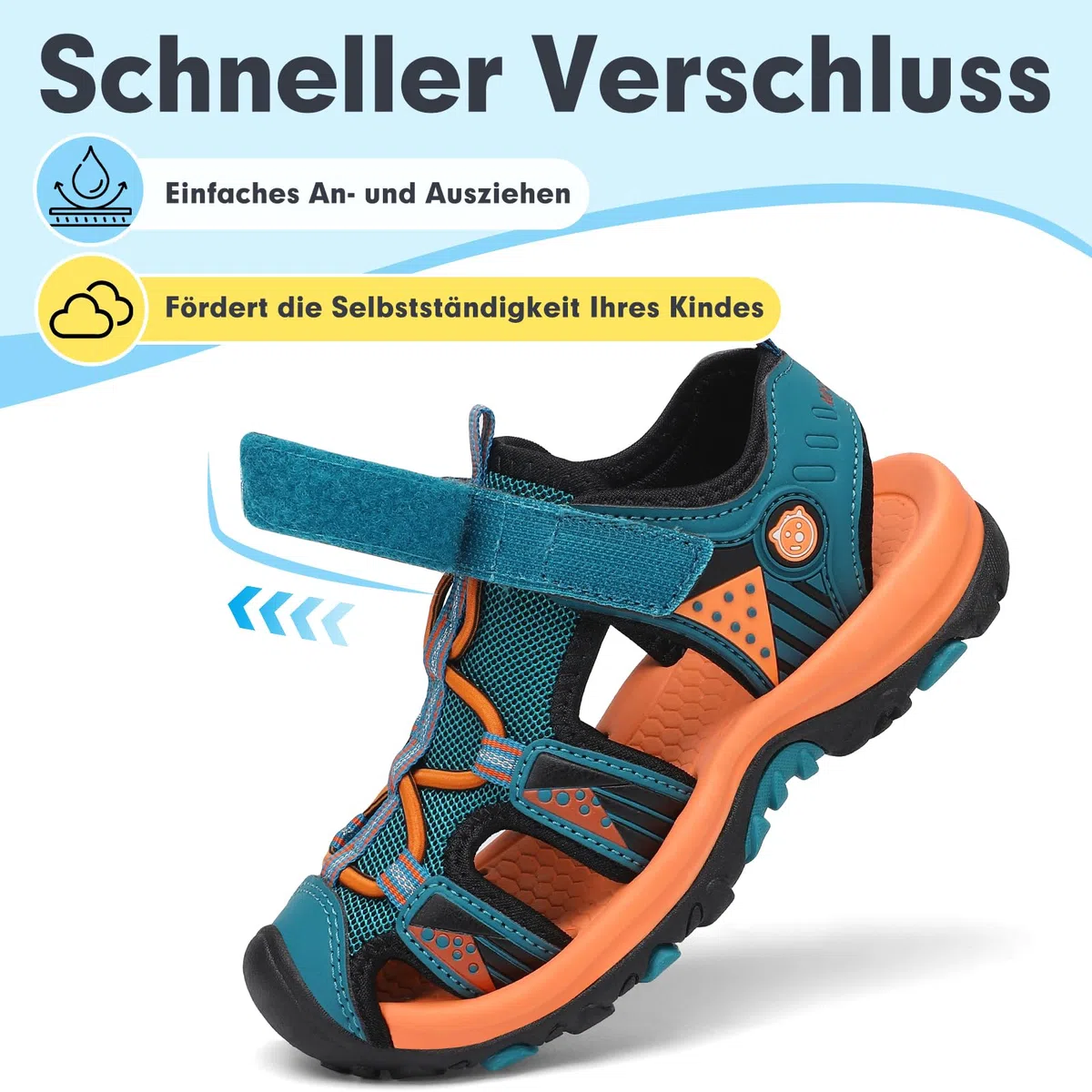Mishansha Geschlossene Jungen Sandalen Sommer Atmungsaktiv Gr.24-39 | Geschlossen, Kinder Sommerschuhe, Trekkingsandalen, Outdoor, Rutschfest
