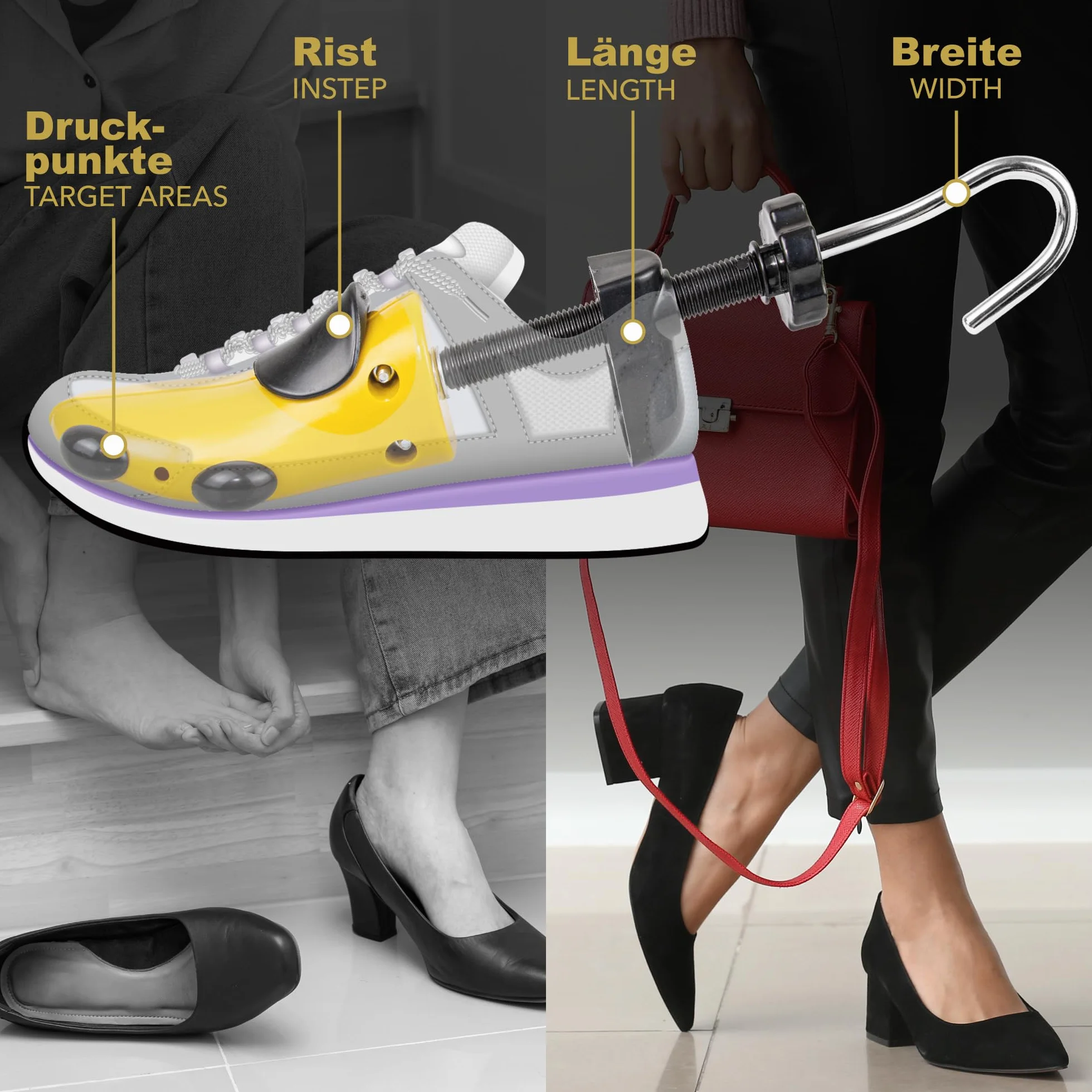 1 Paar Schuhspanner 4-Wege Dehnung: Schuh Stretcher, Hallux Schuhdehner, Schuhe Weiter machen Größe 36-46
