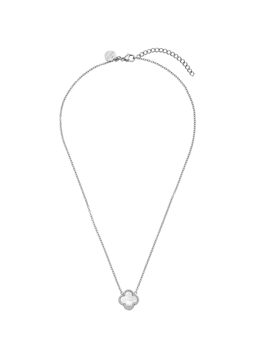 Purelei Lucky Pearl Kette – Halskette mit perlmuttfarbenem Kleeblatt-Anhänger, wasserfest & verstellbar – Edelstahl, 14K vergoldet, 18K rosévergoldet oder silberfarben