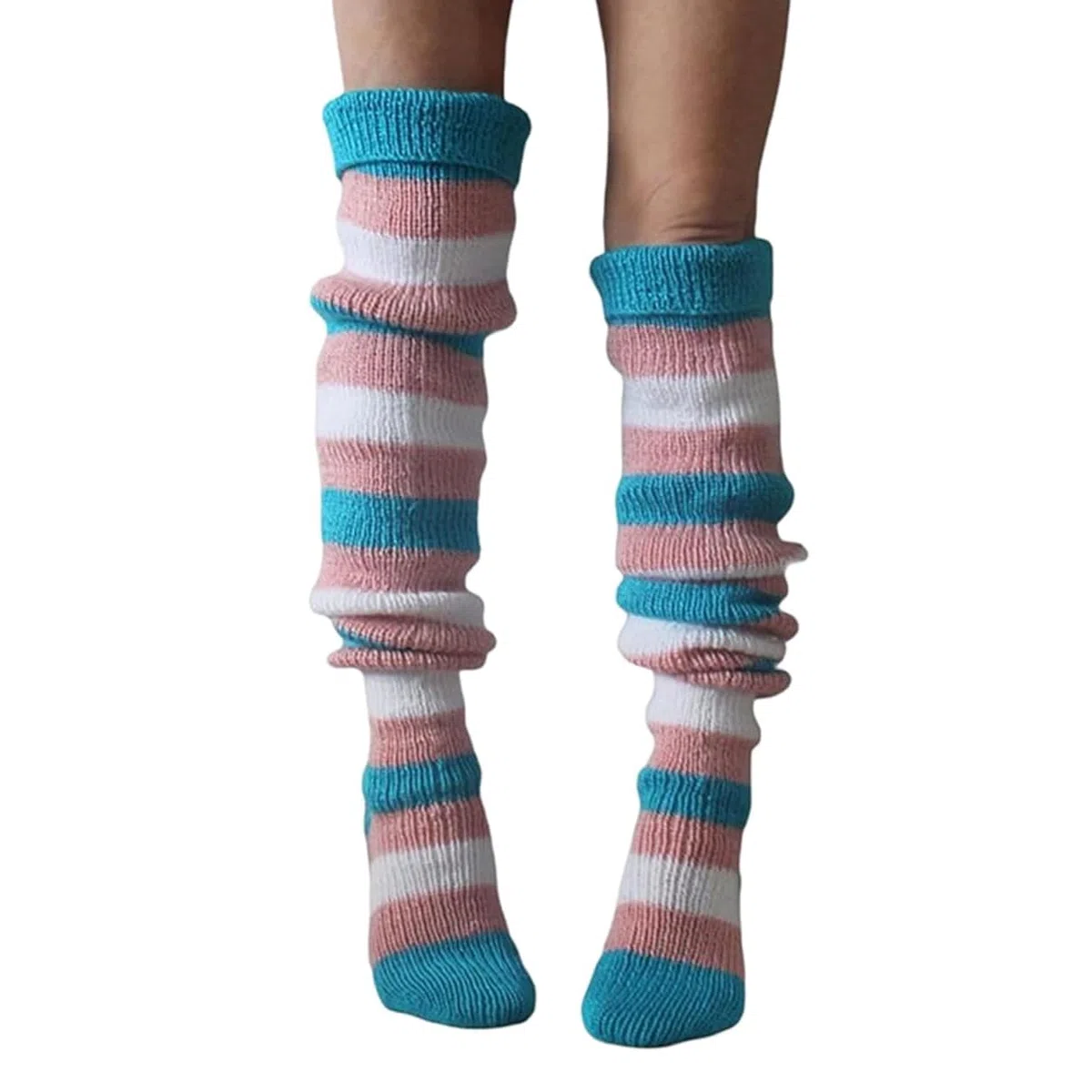 Overknee-Strümpfe für Damen, Strick-Beinwärmer für Damen, Overknee-Stiefelsocken mit Zopfmuster