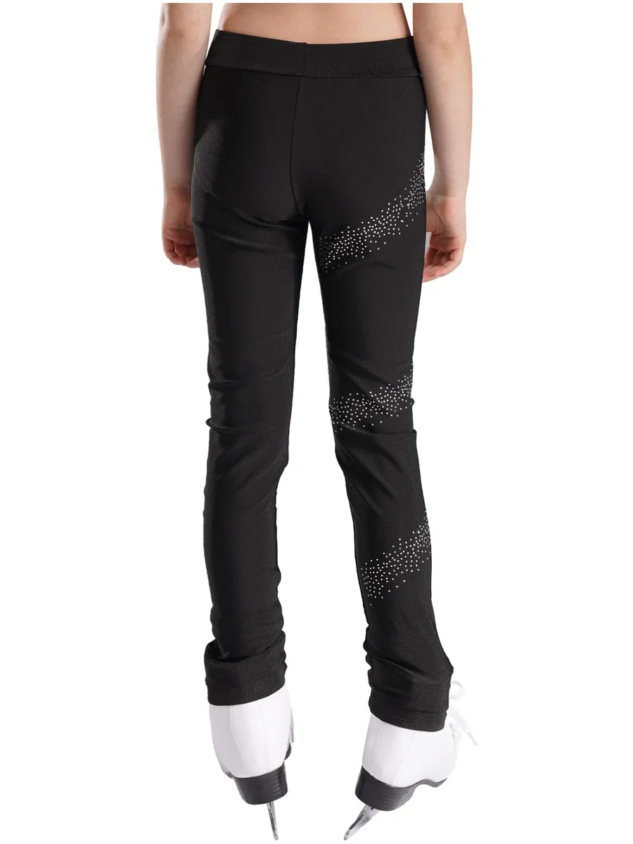inhzoy Kinder Mädchen Eiskunstlauf Leggings Hose Mit Glitzer Strasse Stretch Sportleggins Turnhose Gymnastik Tanz Strumpfhose