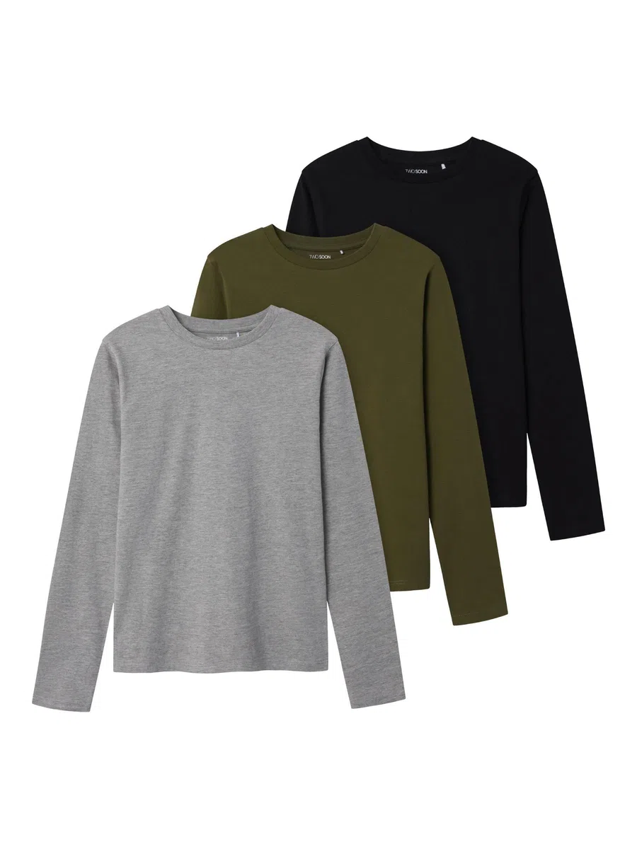 3er-Pack Langarmshirt Jungen - Baumwolle Longsleeve T-Shirts für Kinder