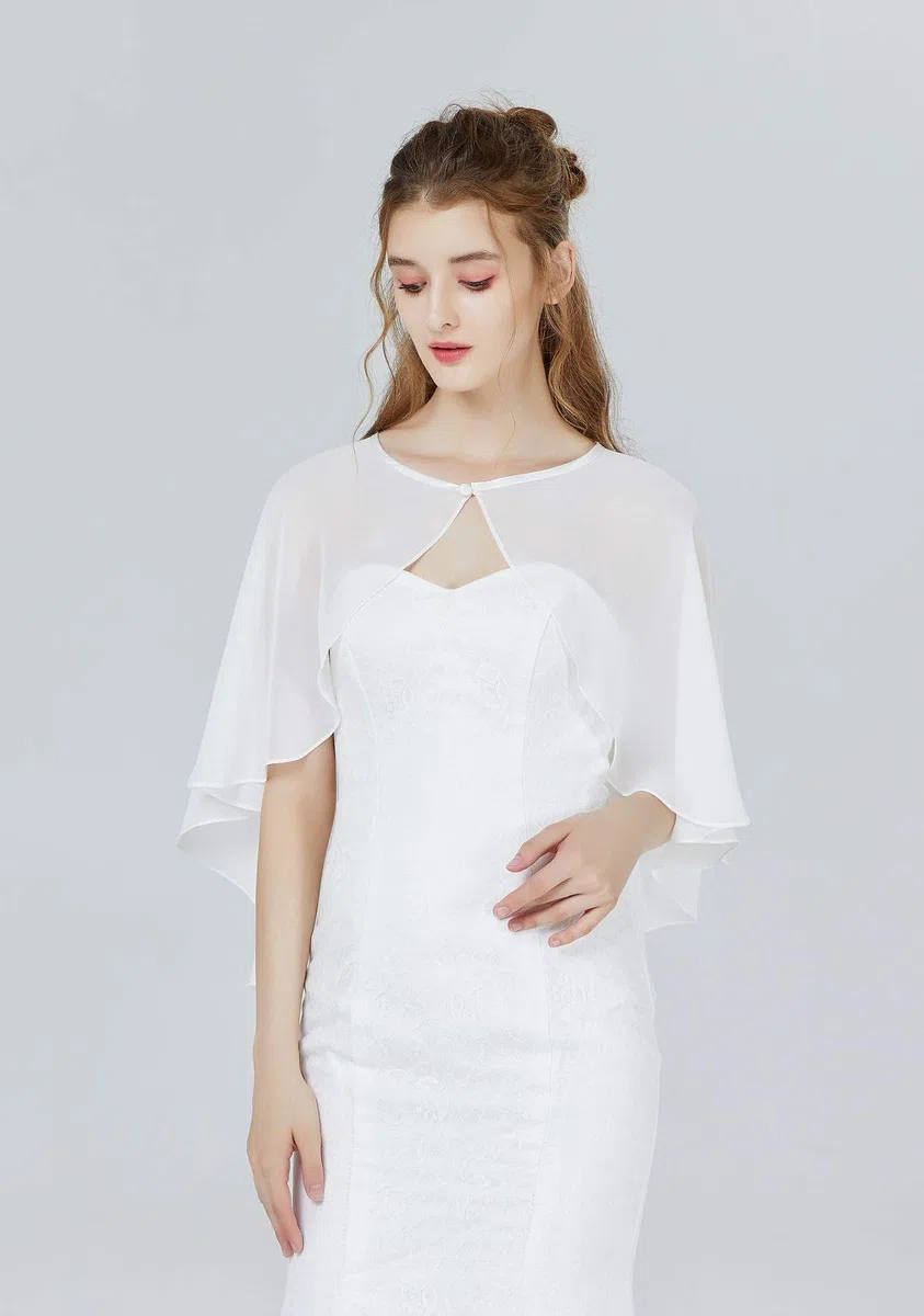 BEAUTELICATE Chiffon Stola Damen Festlich Chiffon Schal Cape Bolero Strickjacke für Hochzeit Braut Abendkleid Brautkleid Sommer