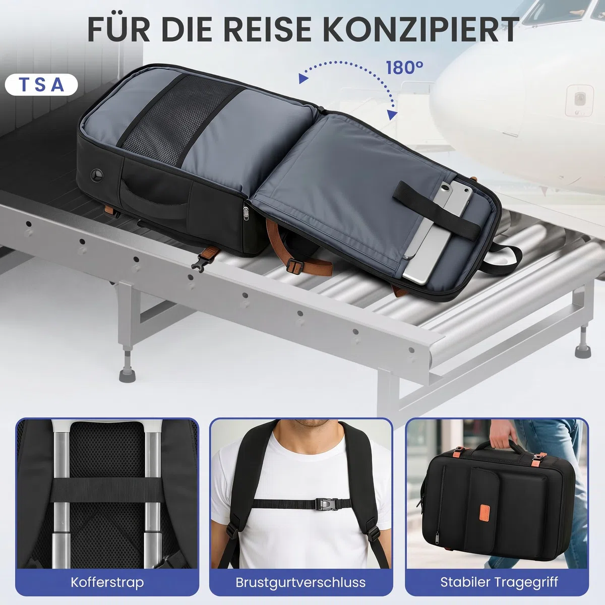 MATEIN Ryanair Handgepäck 40x30x20 mit Nassfach, Rucksack Handgepäck Flugzeug mit Laptopfach, Ryanair Rucksack 40x30x20 Klein 24L Reiserucksack für Damen Herren, Travel Backpack für Flugzeug, Schwarz