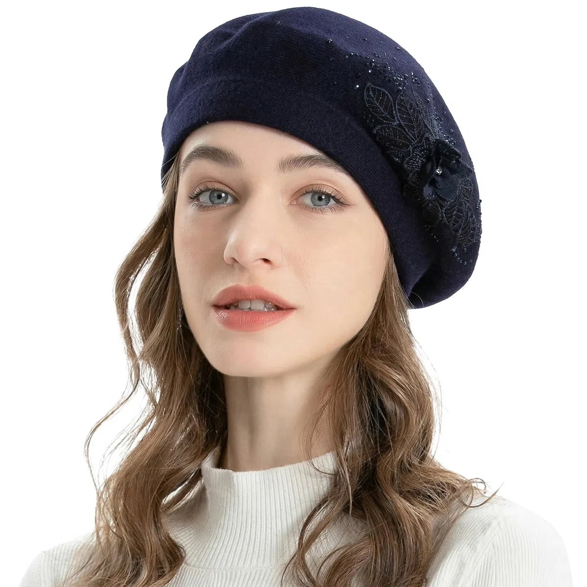 ZLYC Baskenmütze für Damen, französisch, wendbar, Kaschmir, Baskenmütze