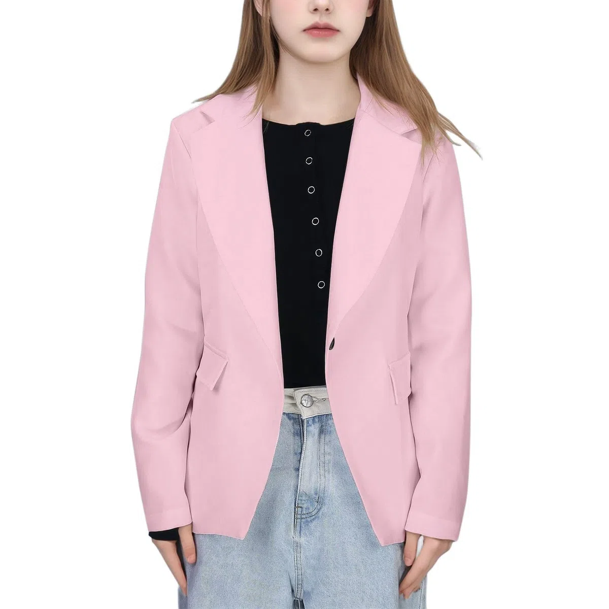 Generisch Mädchen Einfarbig Formale Revers Anzug Mantel Button Down Lange Seelve Blazer Anzug Jacke Für Kinder