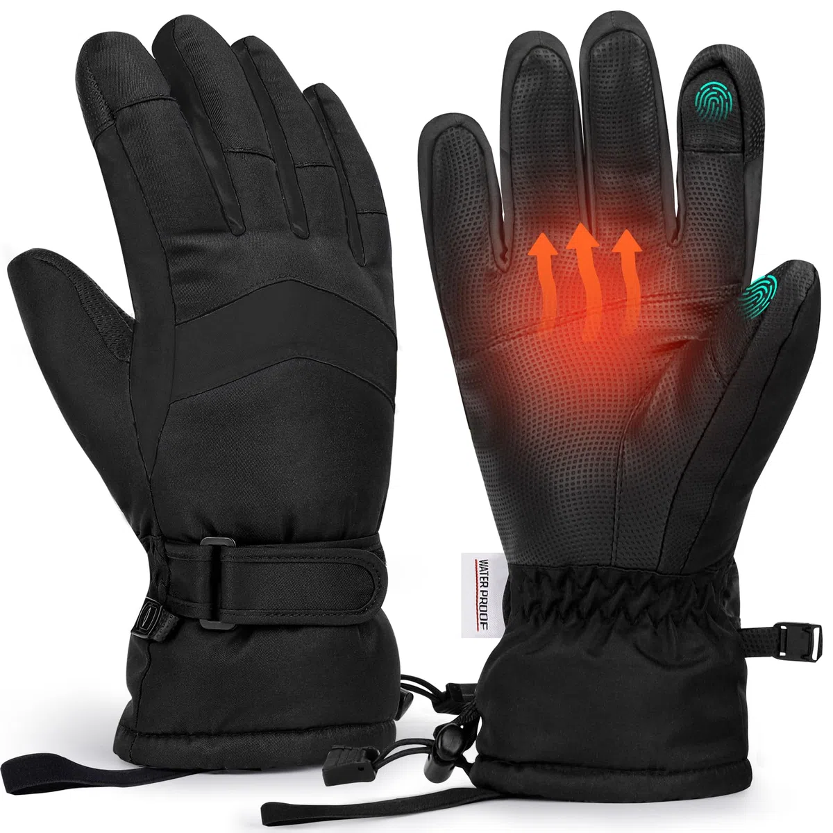 Homord Winterhandschuhe Herren, Wasserdicht Skihandschuhe Herren - Warme Atmungsaktive Schneehandschuhe Winter Touchscreen Handschuhe für Skifahren,Snowboarden,Eislaufe