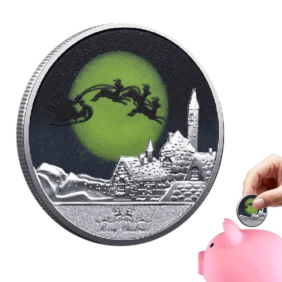 Frohe Weihnachtsmünzen,Gravur Münzeisen - Silberne Metall-Gedenkmünzen, seltene Münzen für die Geburtstagsgeschenksammlung zu Hause, Souvenir, Gedenkgeschenk