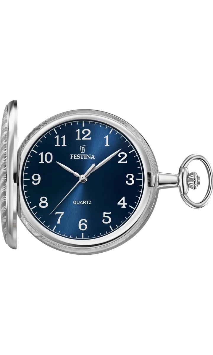 Festina Taschenuhr Herren mit Kette - Edelstahl 316L - Quarzwerk - Klassisch, Vintage und Elegant F2021/2