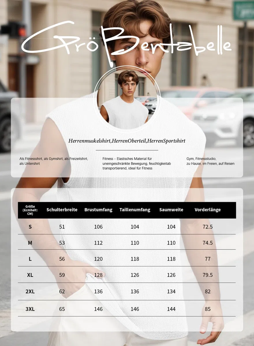Tank Top Herren Texturiert Ärmellos Oversize Fitness Streetwear in vielen Farben und Größen