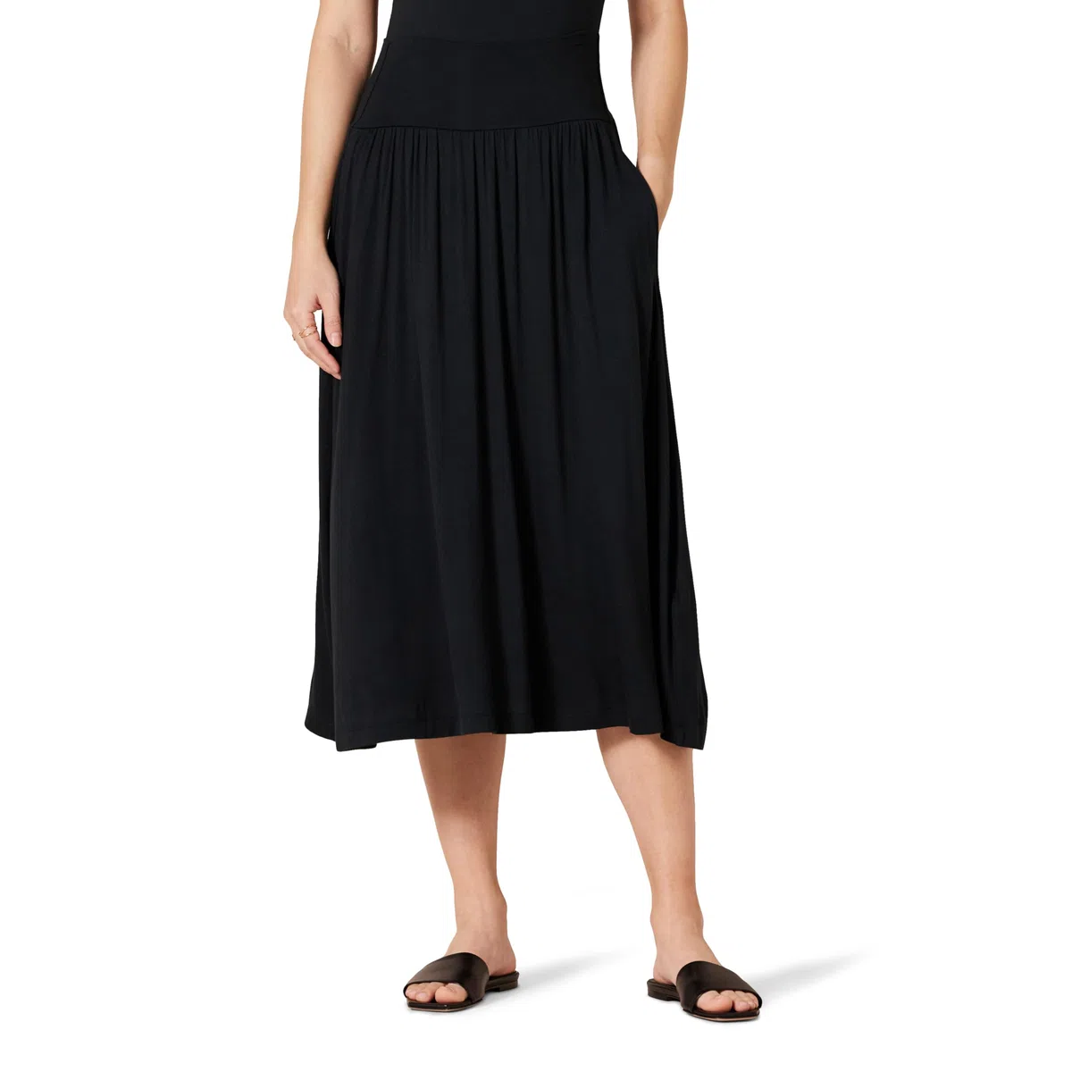 Amazon Essentials Damen Midirock aus Jersey zum Hineinschlüpfen, 66,0cm Länge