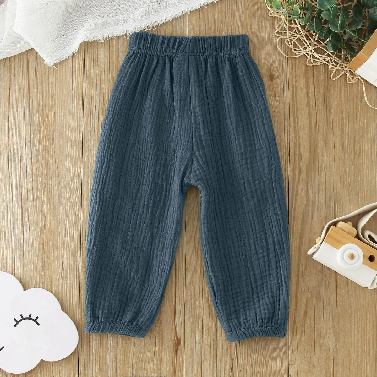 3 Stück Musselin Hose Kinder Mädchen Jungen Sommer Einfarbig Leinenhose Baumwolle Lange Hosen dünn Pumphose Haremshose Jogginghose Lässige Hose Strandhosen