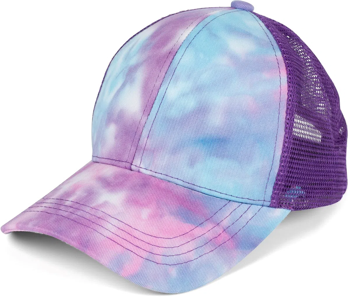 styleBREAKER Damen Ponytail Baseball Cap im Batik Look mit Mesh Einsatz | Verstellbare Basecap mit Klettverschluss | Einheitsgröße für Erwachsene und Teenager