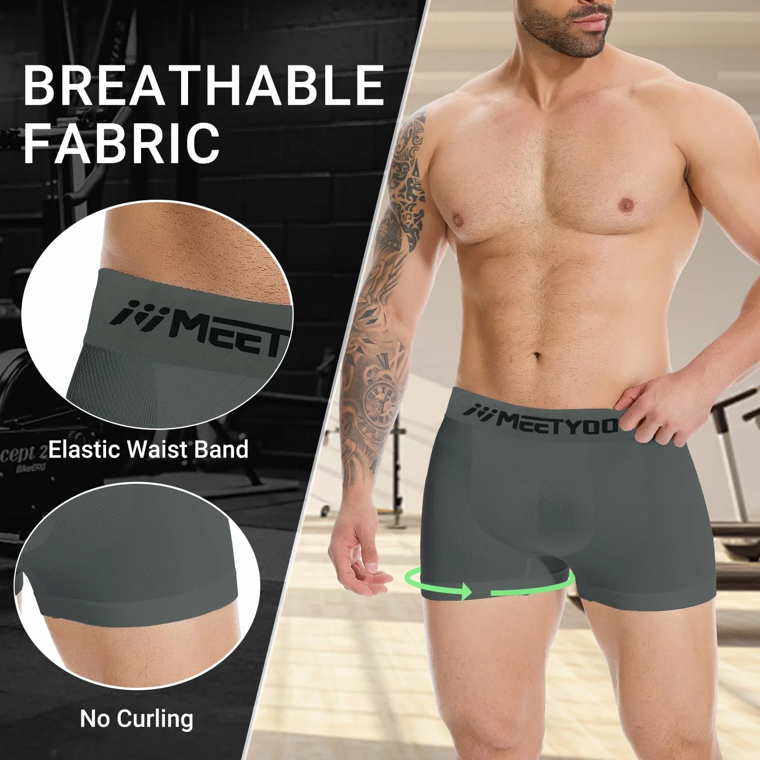 MEETYOO Kompressionshose Herren, Sport Leggings Atmungsaktiv Fitness Strumpfhosen Funktionswäsche Pants Unterhose Lang für Laufen Wandern Radfahren