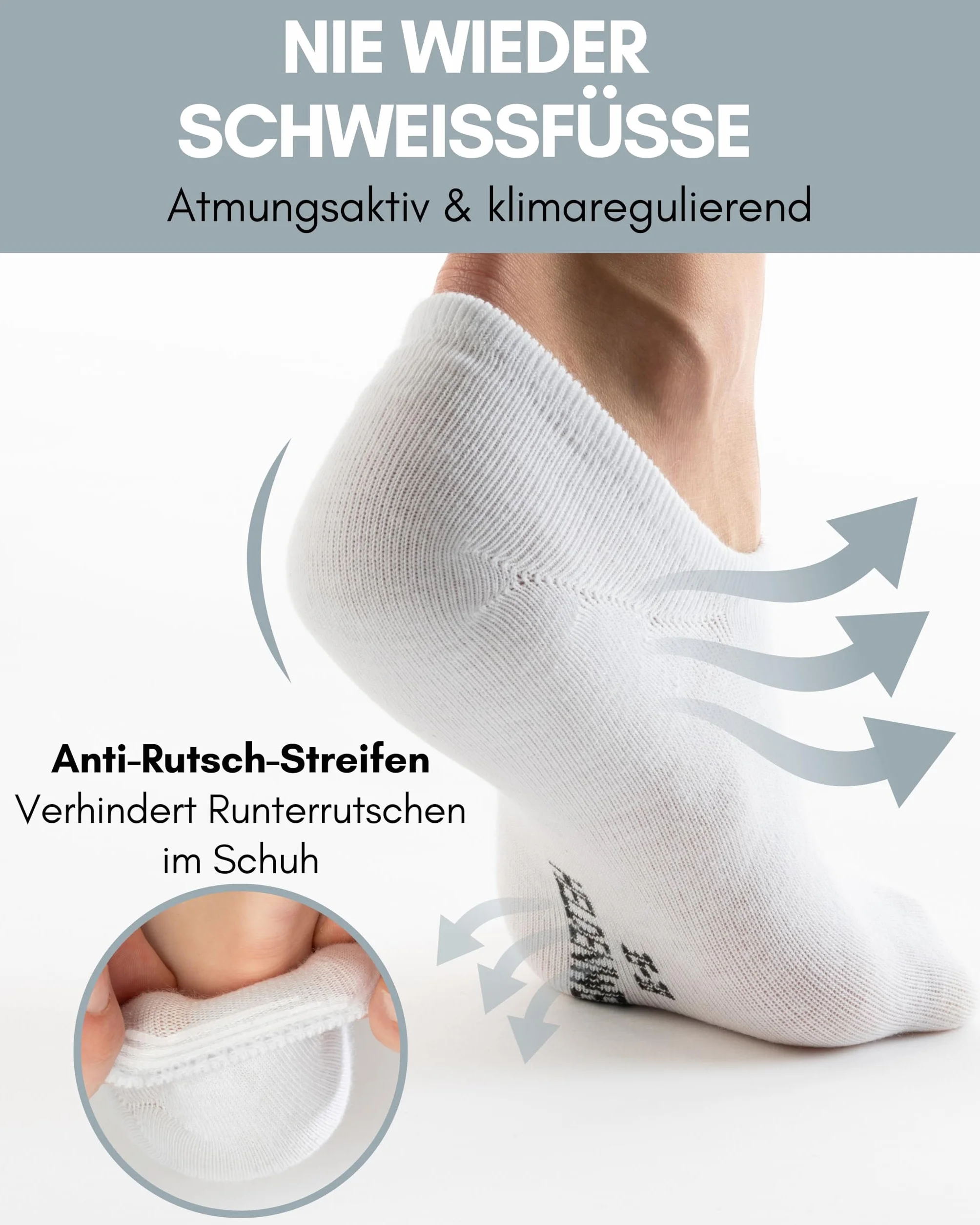 HELDENWERK 10 Paar Füsslinge für Damen & Herren - Unsichtbare Sneaker-Socken atmungsaktiv & bequem - Füßlinge in schwarz, weiß, grau