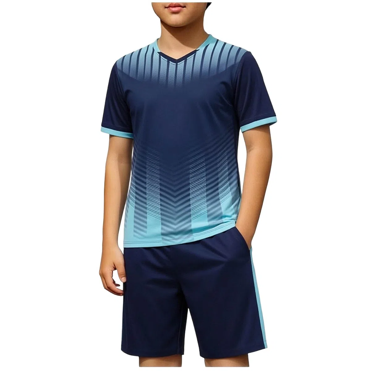 XINYUNZU Trainingsanzug Jungen Jogginganzug Schnelltrocknend Sportanzug Kurz T-Shirt Und Shorts Set Sportkleidung Sport Tshirt + Kurze Hose Tracksuit Sommer Activewear für Kinder und Teenager